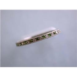 Platinum Ring with Diamonds and Peridot