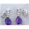 Image 1 : 18k Gold Dangling Earrings with Amethyst and Diamonds
