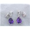 Image 2 : 18k Gold Dangling Earrings with Amethyst and Diamonds