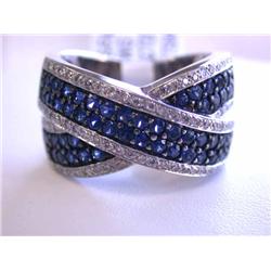 14k White Gold Ring with Diamonds and Sapphire