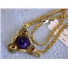 Image 3 : 18k Yellow Gold Necklace with Lapis, Diamond and Ruby