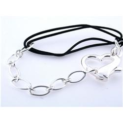 Sterling Silver and Rubber Bracelet with Heart Charm