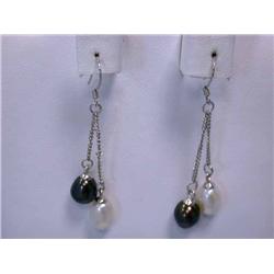Dangling Pearl and Silver Earrings (5 pairs)