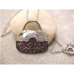 Gold Necklace with Diamond and Topaz Pendant