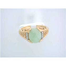 14k Yellow Gold Ring with Jade and Diamonds
