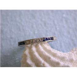 Platinum Ring with Diamonds and Sapphire