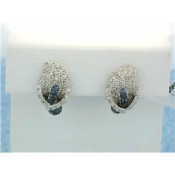 18k White Gold Earrings with Diamonds and Sapphire
