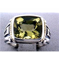 Silver and Gold Ring with Light Quartz