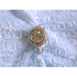 14k White Gold Diamond Ring with Accents