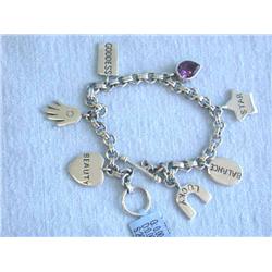 Silver Charm Bracelet with Amethyst