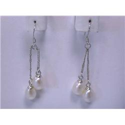 Dangling Pearl and Silver Earrings (5 pairs)