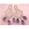 Image 1 : 14k Gold Earrings with Diamonds and Amethyst
