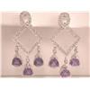 Image 2 : 14k Gold Earrings with Diamonds and Amethyst