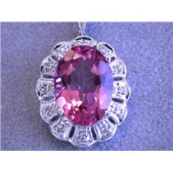 14k White Gold Necklace with Topaz & Diamonds