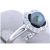 Image 2 : 14k White Gold Diamond Ring with Pearl