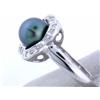 Image 3 : 14k White Gold Diamond Ring with Pearl