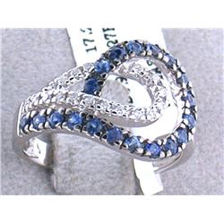 14k White Gold Diamond Ring with Diamonds and Sapphires
