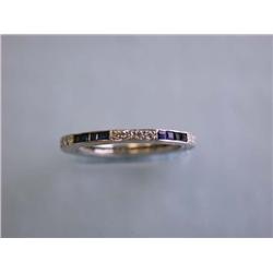 Platinum Ring with Diamonds and Sapphire