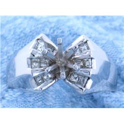 14k White Gold Ring with Diamond Accents (Semi-mount