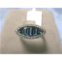 EFJ 14kw Gold Ring with Blue Topaz & Diamonds