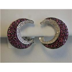 14k White Gold Earrings with Diamonds and Sapphires