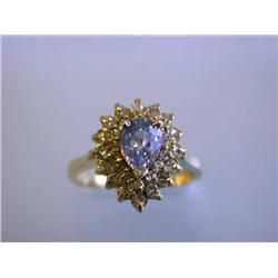 14k Yellow Gold Diamond Ring with Sapphire