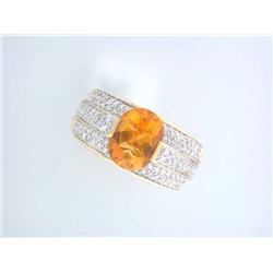 18k Yellow Gold Ring with Citrine and Diamonds