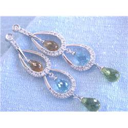 14k Gold Earrings with Diamonds and Gemstones