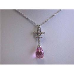 18k White Gold Necklace with Topaz Drop Pendant