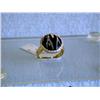 Image 3 : 14k Gold Ring with Diamonds Onyx & Mother of Pearl