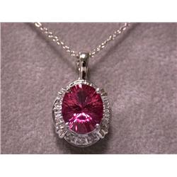 14k White Gold Necklace with Topaz and Diamonds