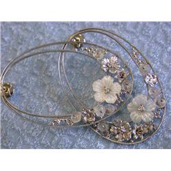 18k Gold Earrings with Mother of Pearl and Diamonds