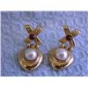 Image 2 : 14k Gold Earrings with Pearl and Ruby