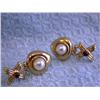 Image 3 : 14k Gold Earrings with Pearl and Ruby