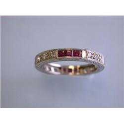 Platinum Eternity Ring with Diamonds and Ruby