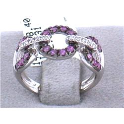 14k White Gold Diamond Ring with Diamonds and Sapphires