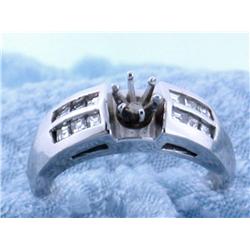 14k White Gold Ring with Diamond Accents (Semi-mount)