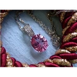 14k White Gold Necklace with Topaz and Diamond Accent