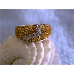 14k White Gold Ring with Diamonds with Sapphires