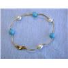 Image 2 : 14k Yellow Gold with Turquoise and Pearls Bracelet