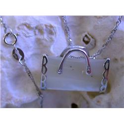 White Gold Necklace with Mother Of Pearl Pendant