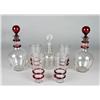 Image 1 : Art Deco Clear & Cranberry Decanter Set