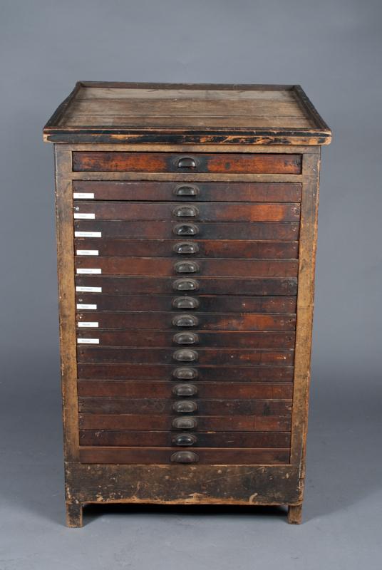 A Fine American 17 Drawer Printers Cabinet