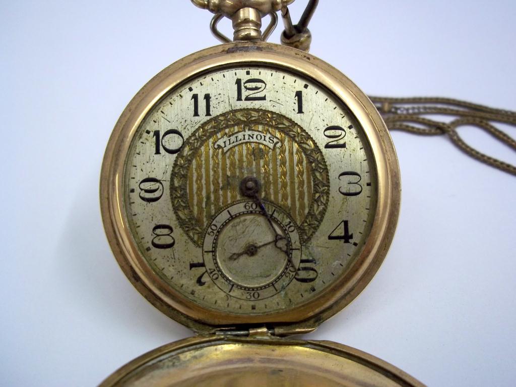 1890's Hand Engraved Illinois Pocket Watch w/ Fob