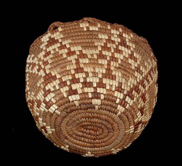 Finely Woven Miniature Burden Basket with Imbricated Design and