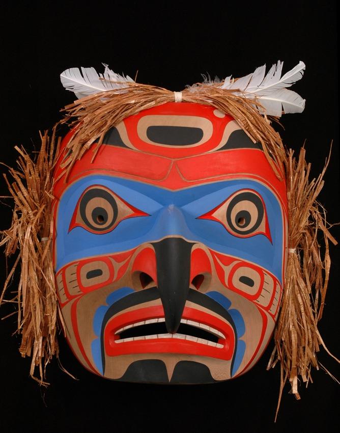Kwaguilth Hawk Man Mask Carved by Gene and Jay Brabant 18 1/2