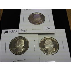 1981-S, 89-S & 92-S WASHINGTON QUARTERS (PROOF)