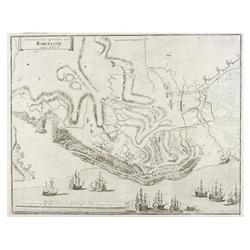 1706., GRABADO: (BARCELONA),. MERIANS ERBEN, C.G.; HEINSCHEIT, A.:, GRUNDRIS DER APROCHEN VOR BARCEL