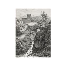 1820., GRABADO: LANGLOIS:, PONT DE CALDAS., Litografía, 34,5 x 23,5 cm. Procedente de la obra Voyage