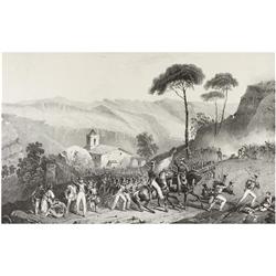 1826., GRABADO: LANGLOIS:, COMBAT DE LA SALUT., Litografía, 34,5 x 23,5 cm. Procedente de la obra Vo